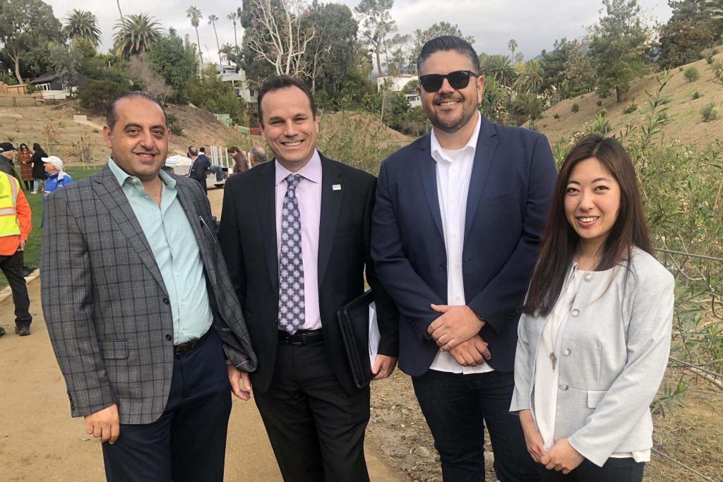 George Wolfberg Park at Potrero Canyon grand opening event, at former Potrero Canyon Park, Ted Allen, Kristin Ly