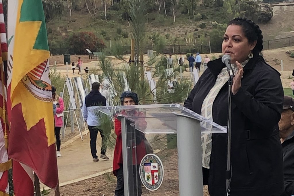 George Wolfberg Park at Potrero Canyon grand opening event, at Potrero Canyon speaker sonya young-jimenez